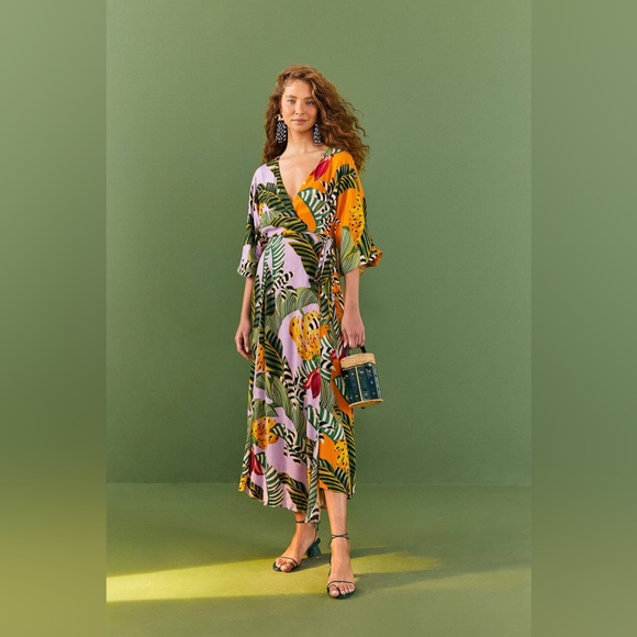 Mixed Striped Bananas Maxi Wrap Dress - Picture 2 of 2